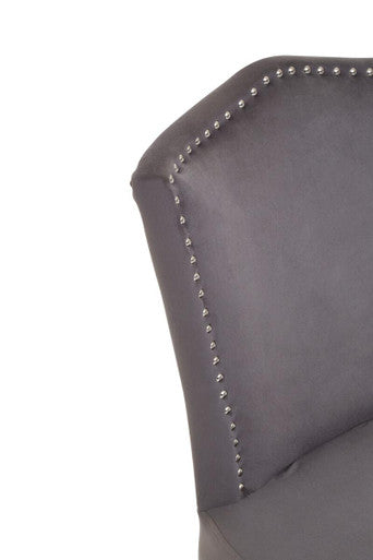 Grey Velvet Dining Chair with Antique Legs | Kensington Townhouse