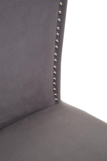 Grey Velvet Dining Chair with Antique Legs | Kensington Townhouse