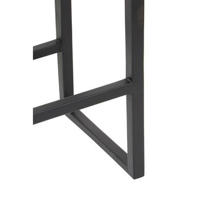Black Leather and Teak Wood Bar Chair | Kendari