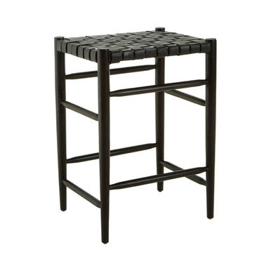 Kendari Black Woven Leather Barstool