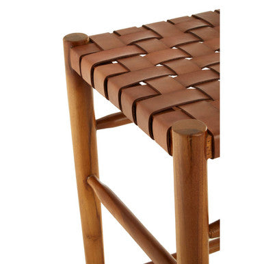 Brown Woven Leather Barstool | Kendari