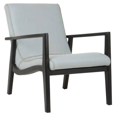 Kendari Grey Leather Chair with Wood Frame
