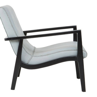 Kendari Grey Leather Chair with Wood Frame