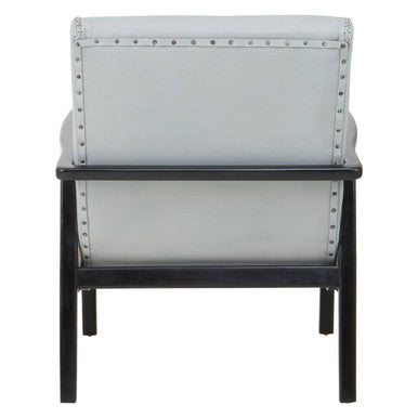 Kendari Grey Leather Chair with Wood Frame