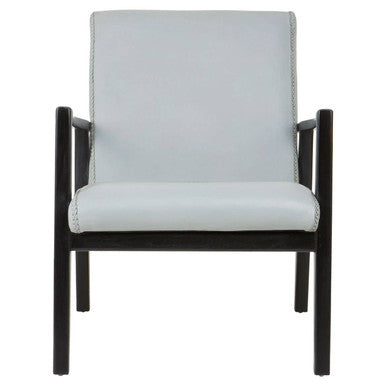 Kendari Grey Leather Chair with Wood Frame