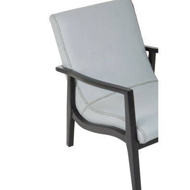 Kendari Grey Leather Chair with Wood Frame