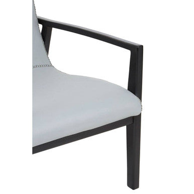 Kendari Grey Leather Chair with Wood Frame