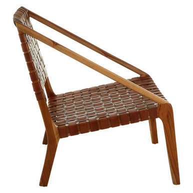 Kendari Tan Woven Leather Chair with Wood Frame