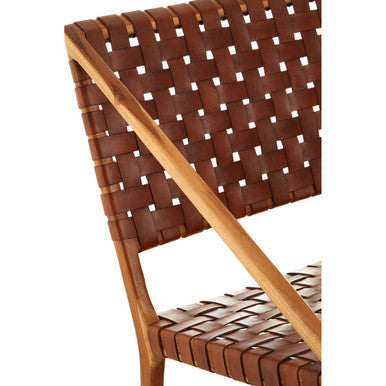 Kendari Tan Woven Leather Chair with Wood Frame