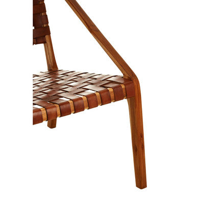 Kendari Tan Woven Leather Chair with Wood Frame