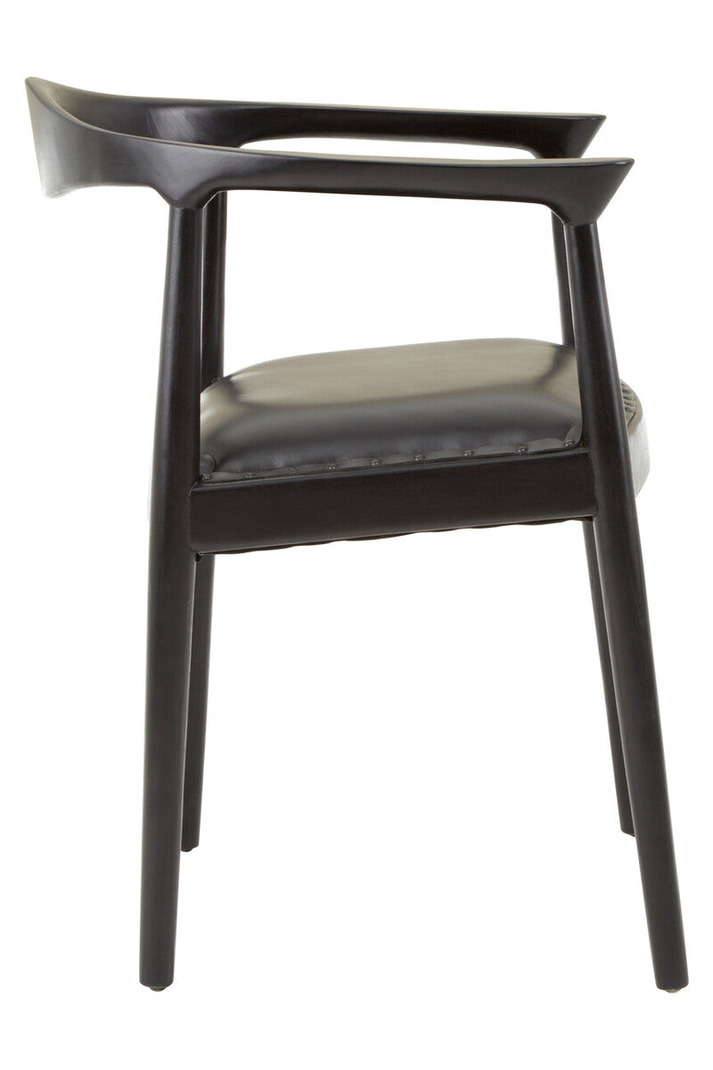 Black Leather and Teak Wood Chair | Kendari