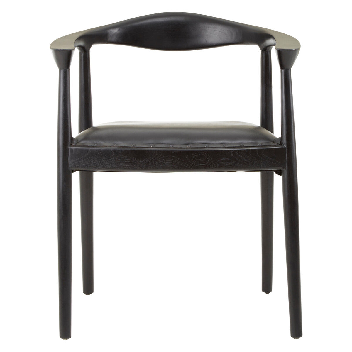 Black Leather and Teak Wood Chair | Kendari
