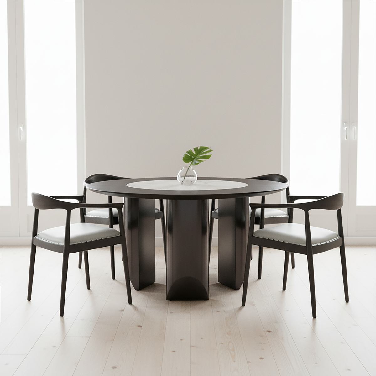 Open Back Grey Leather Chair | Kendari
