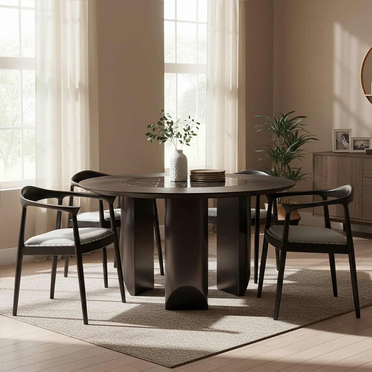Open Back Grey Leather Chair | Kendari