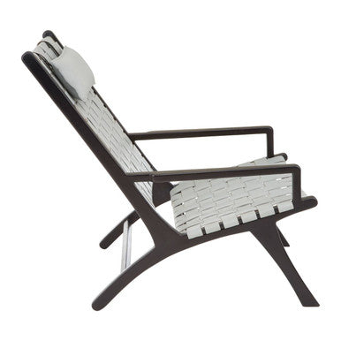 Kendari Grey Woven Leather Chair with Wood Frame