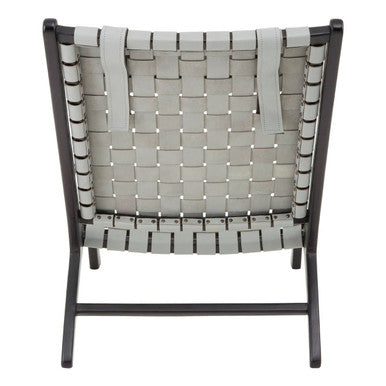 Kendari Grey Woven Leather Chair with Wood Frame
