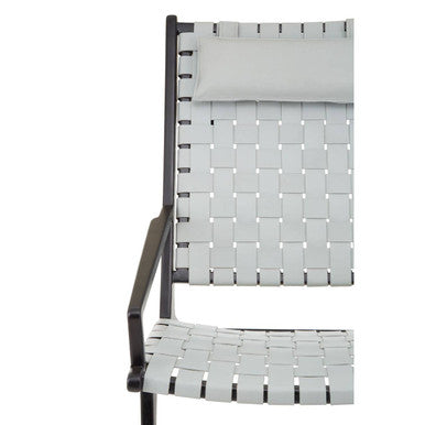 Kendari Grey Woven Leather Chair with Wood Frame