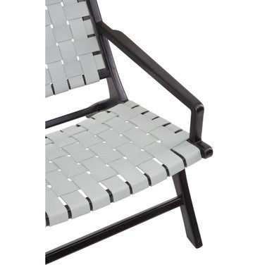 Kendari Grey Woven Leather Chair with Wood Frame