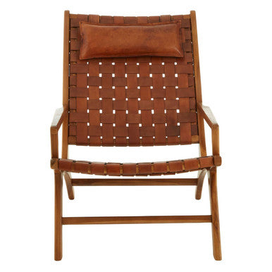 Teak Wood and Woven Leather Chair | Kendari