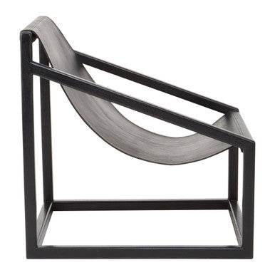 Kendari Black Cow Leather Chair with Wood Frame