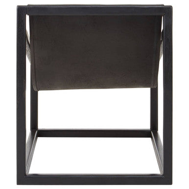 Kendari Black Cow Leather Chair with Wood Frame