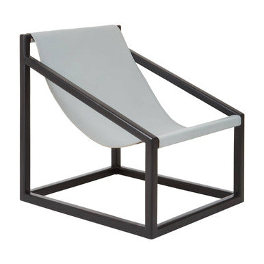 Kendari Grey Cow Leather Chair with Wood Frame