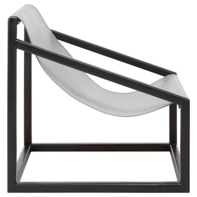 Kendari Grey Cow Leather Chair with Wood Frame