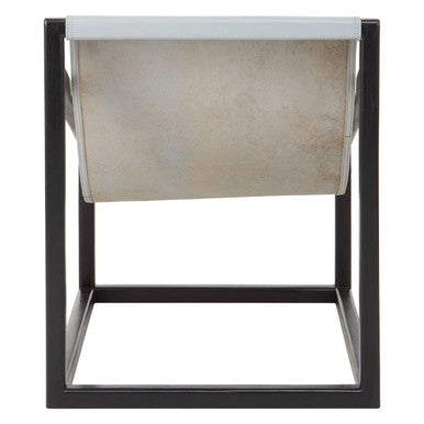 Kendari Grey Cow Leather Chair with Wood Frame