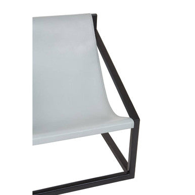 Kendari Grey Cow Leather Chair with Wood Frame