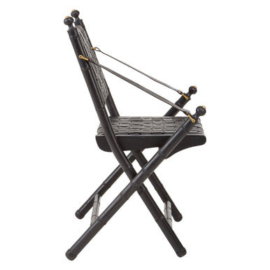 Kendari Black Strapped Leather Chair with Wood Frame