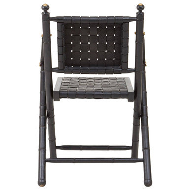 Kendari Black Strapped Leather Chair with Wood Frame