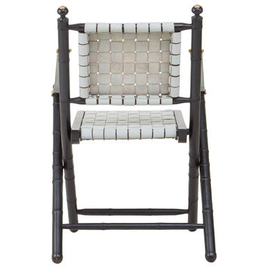 Kendari White Leather Chair with Wood Frame
