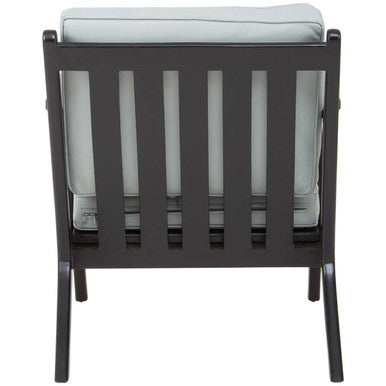 Kendari Grey Leather and Black Teak Wood Armchair with Wood Frame