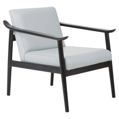 Kendari Grey Leather Armchair with Wood Frame