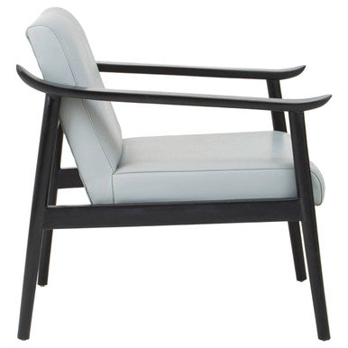 Kendari Grey Leather Armchair with Wood Frame
