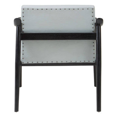 Kendari Grey Leather Armchair with Wood Frame