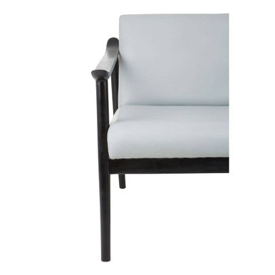 Kendari Grey Leather Armchair with Wood Frame