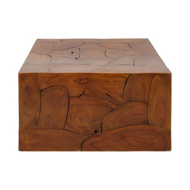 Brown Teak Wood Cuboid Coffee Table, Surak