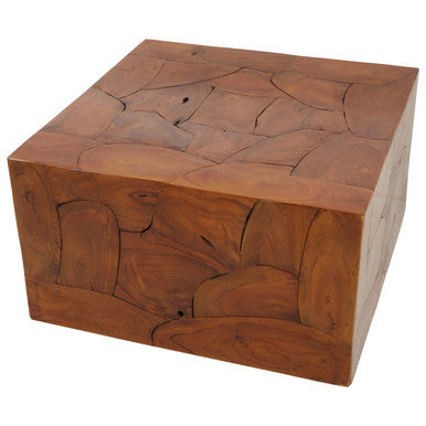 Brown Teak Wood Cuboid Coffee Table, Surak