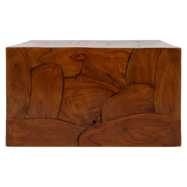 Brown Teak Wood Cuboid Coffee Table, Surak