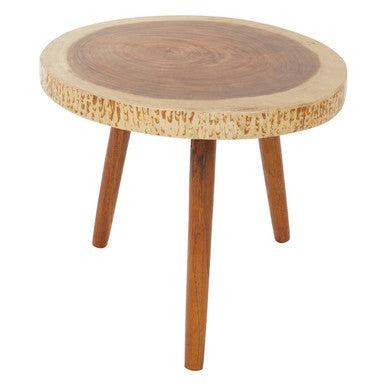 Solid Sonokeling Wood Boho Side Table with Rich Brown Grain | Surak