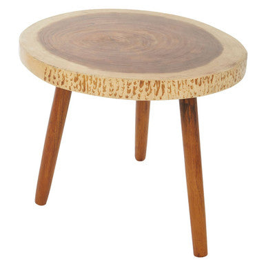 Solid Sonokeling Wood Boho Side Table with Rich Brown Grain | Surak