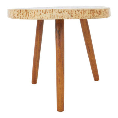 Solid Sonokeling Wood Boho Side Table with Rich Brown Grain | Surak