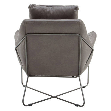 Hugo Grey Faux Leather Chair with Black Metal Frame