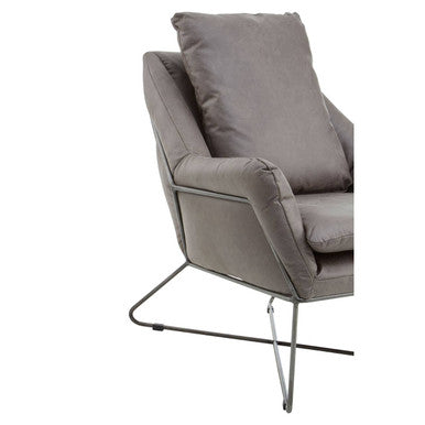 Hugo Grey Faux Leather Chair with Black Metal Frame