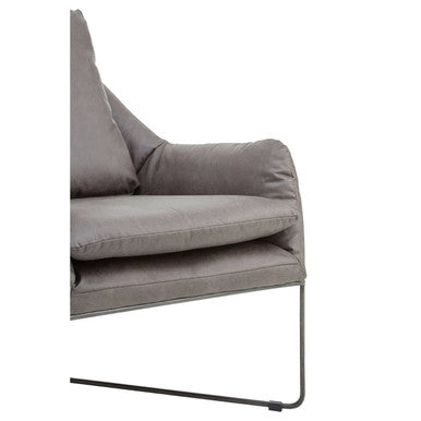 Hugo Grey Faux Leather Chair with Black Metal Frame