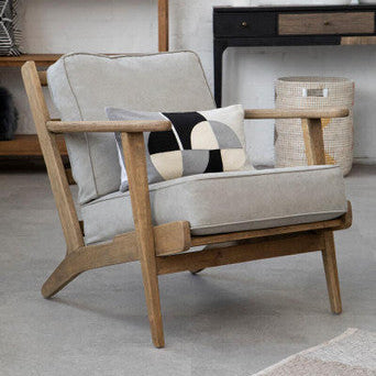 Grey Linen Oak Frame Armchair | Harry