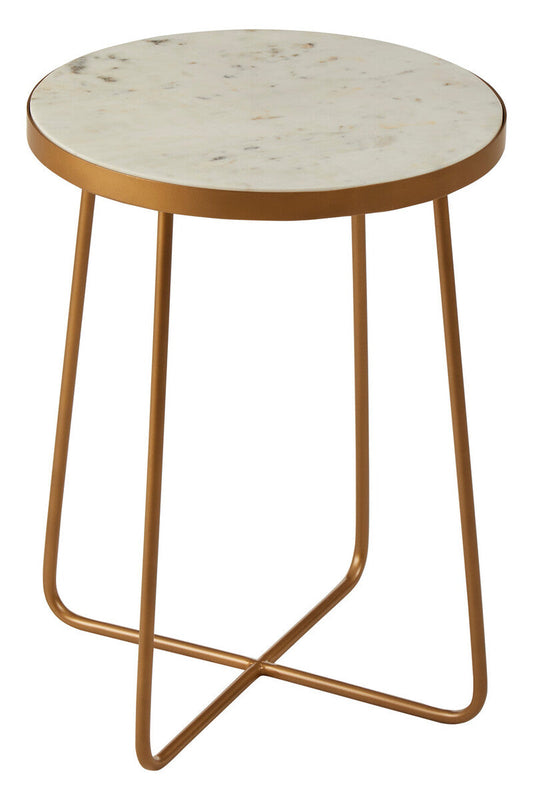 Shalimar Round Marble top Side Table With Cross Base