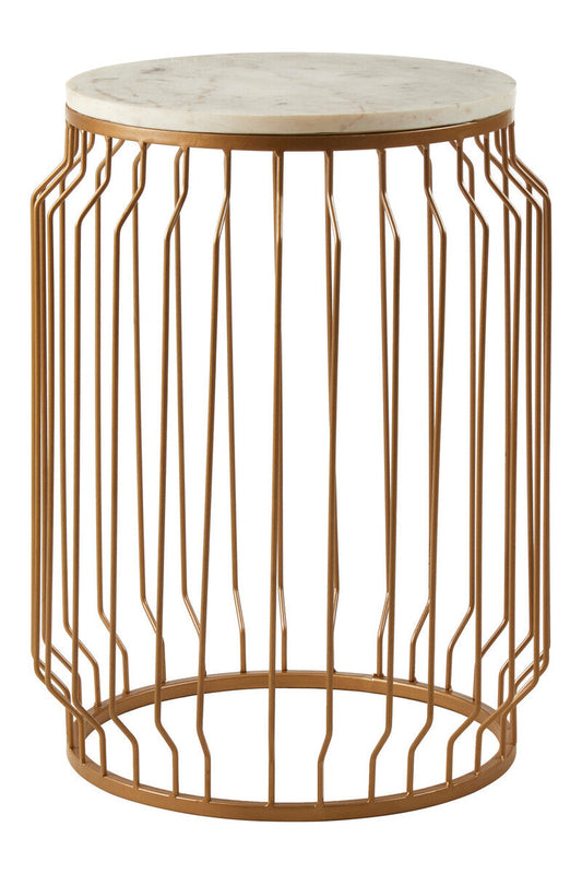 Shalimar Marble Top Round Side Table With Wireframe Base