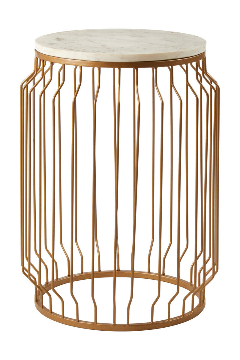 Shalimar Marble Top Round Side Table With Wireframe Base